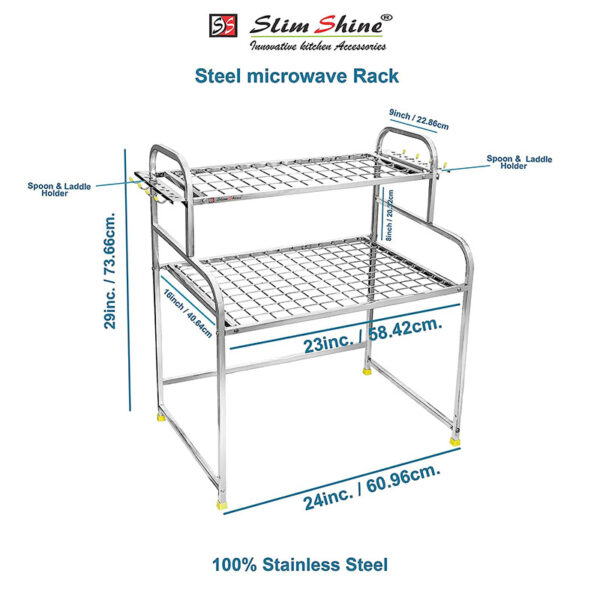 SLIMSHINE Stainless Steel 2 Shelf Microwave Or Oven Stand